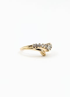 Bague de mariage en or jaune 14k avec diamants torsadés