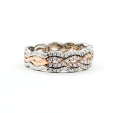 Twisted Diamond Ring in 14k Rose Gold & White Gold
