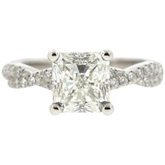 Twisted Double Pave Princess Cut Diamond Engagement Ring (Certified)