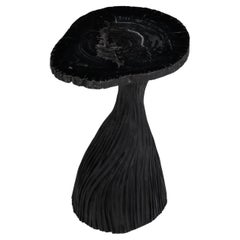 Verdrehte Fantasie - • Noir- • Handgeschnitzter beistelltisch aus versteinertem holz by Odditi