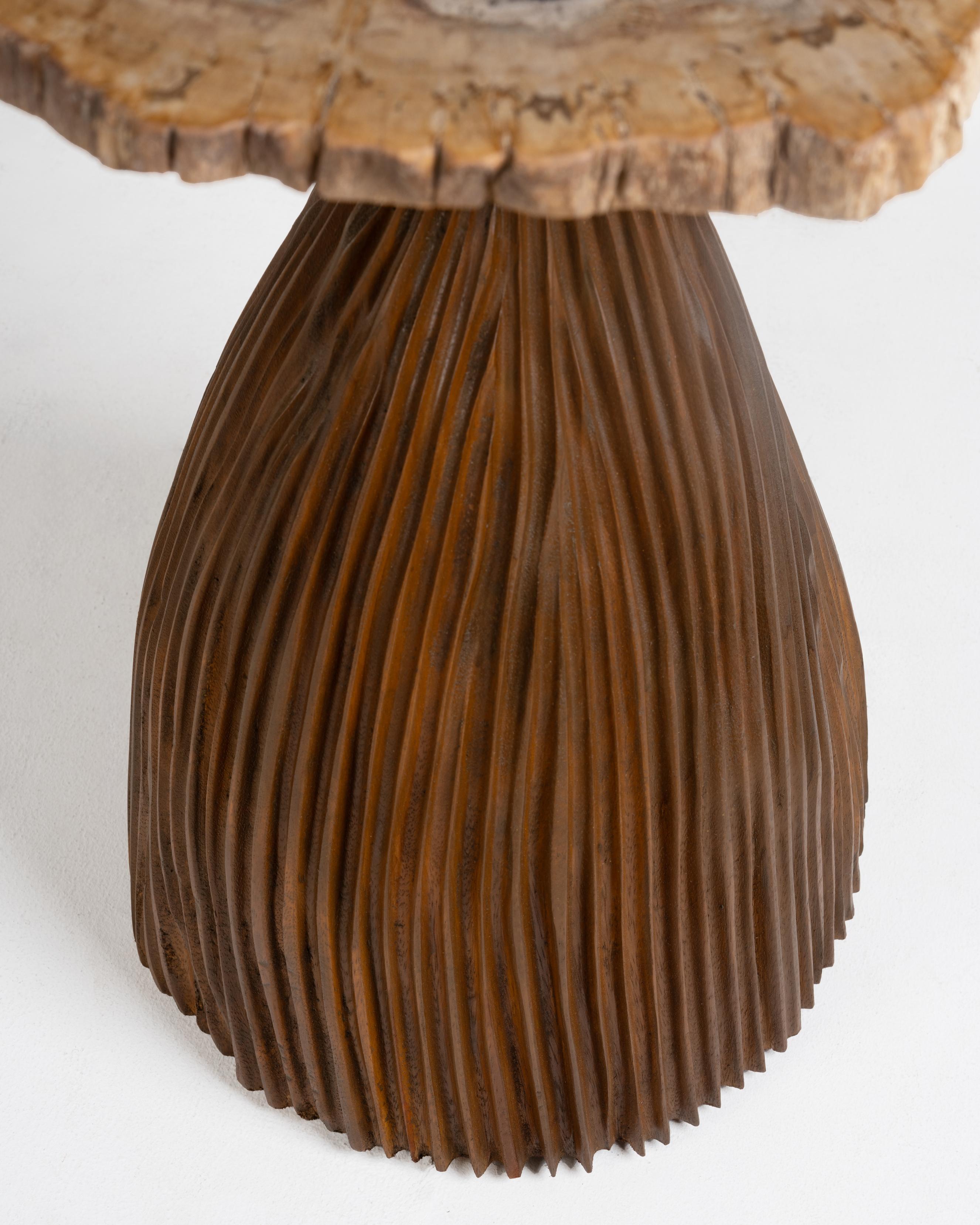 Fantasía retorcida - Natural - Mesa auxiliar de madera petrificada tallada a mano by Odditi Australiano en venta