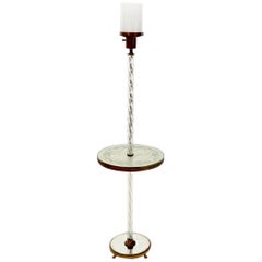 Twisted Glass Pole Reversed Painting Table Art Deco Floor Lamp