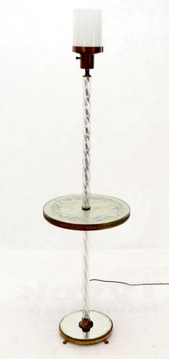 Twisted Glass Pole Reversed Painting Table Art Deco Floor Lamp