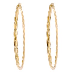 2-inch Twisted Hoop Earrings, 52.5 x 2.5 mm Large Yellow Gold Twist Hoops