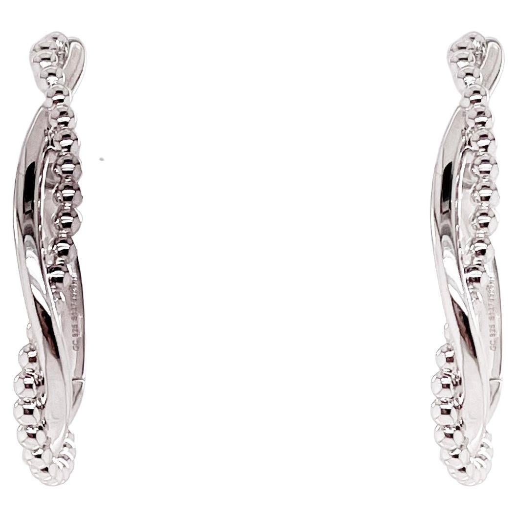 Boucles d'oreilles créoles torsadés en argent sterling avec vis brevetées au dos Perfect W Mask