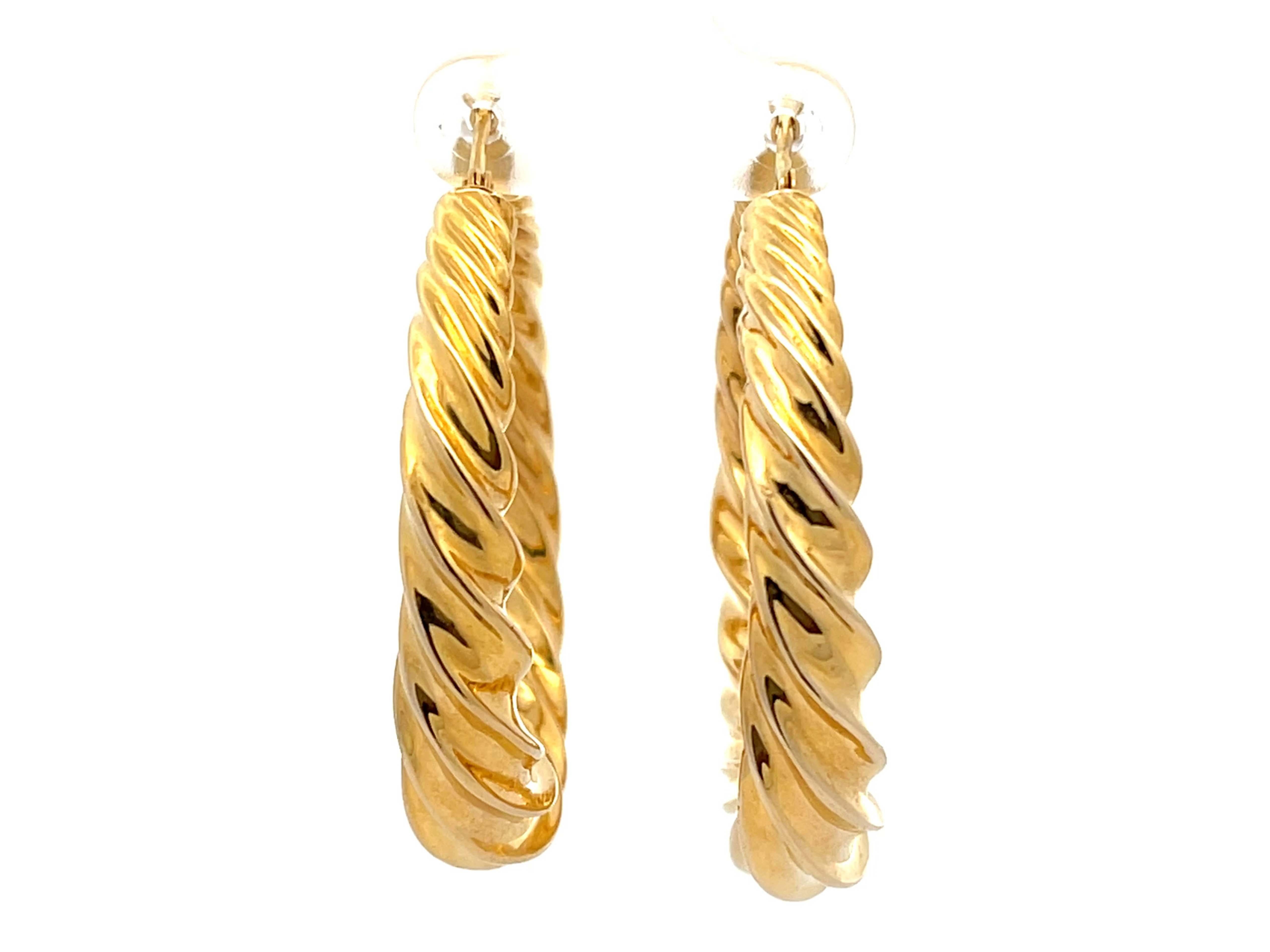 Modern Twisted Hoop Earrings in 18k Yellow Gold
