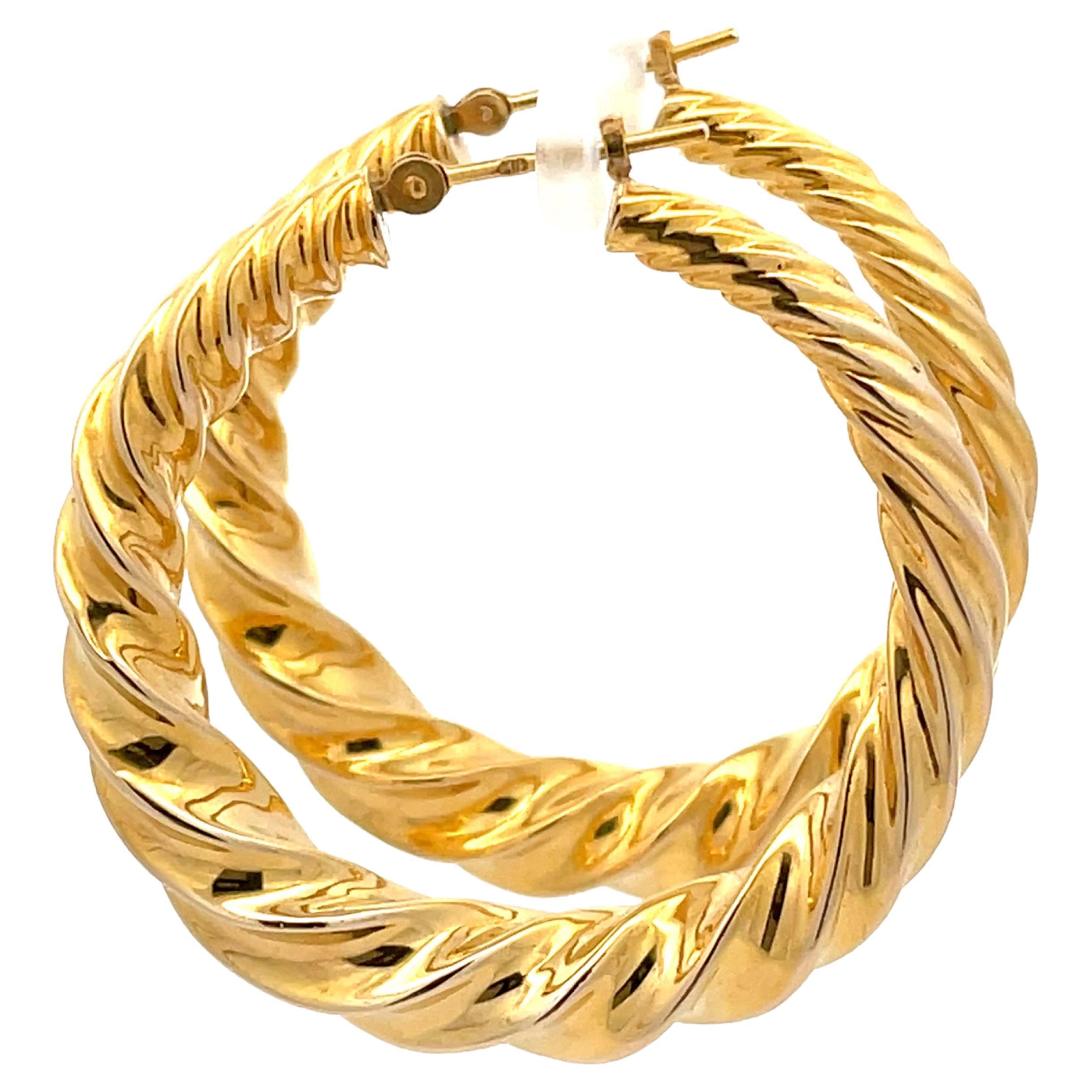 Twisted Hoop Earrings in 18k Yellow Gold