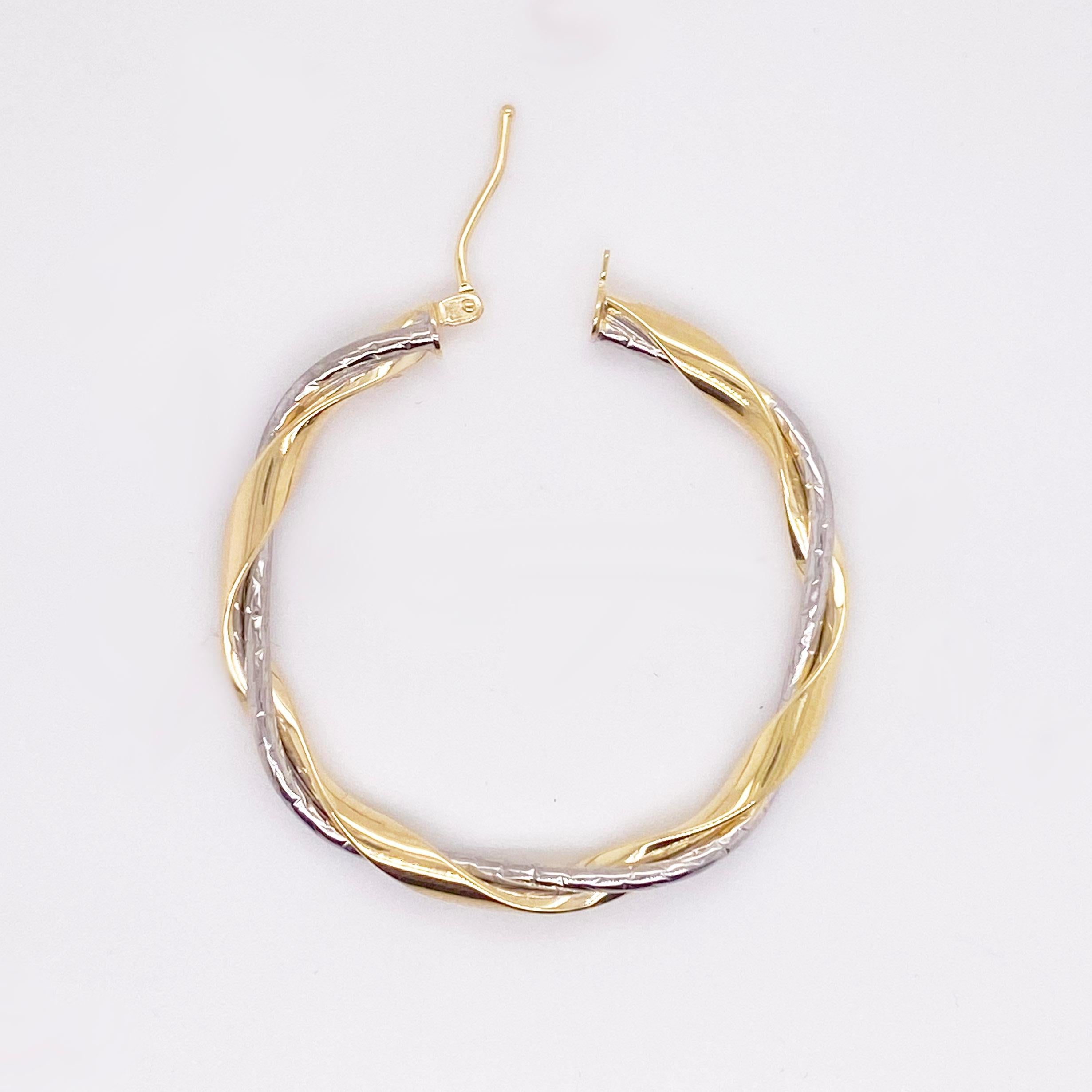 twisted white gold hoop earrings