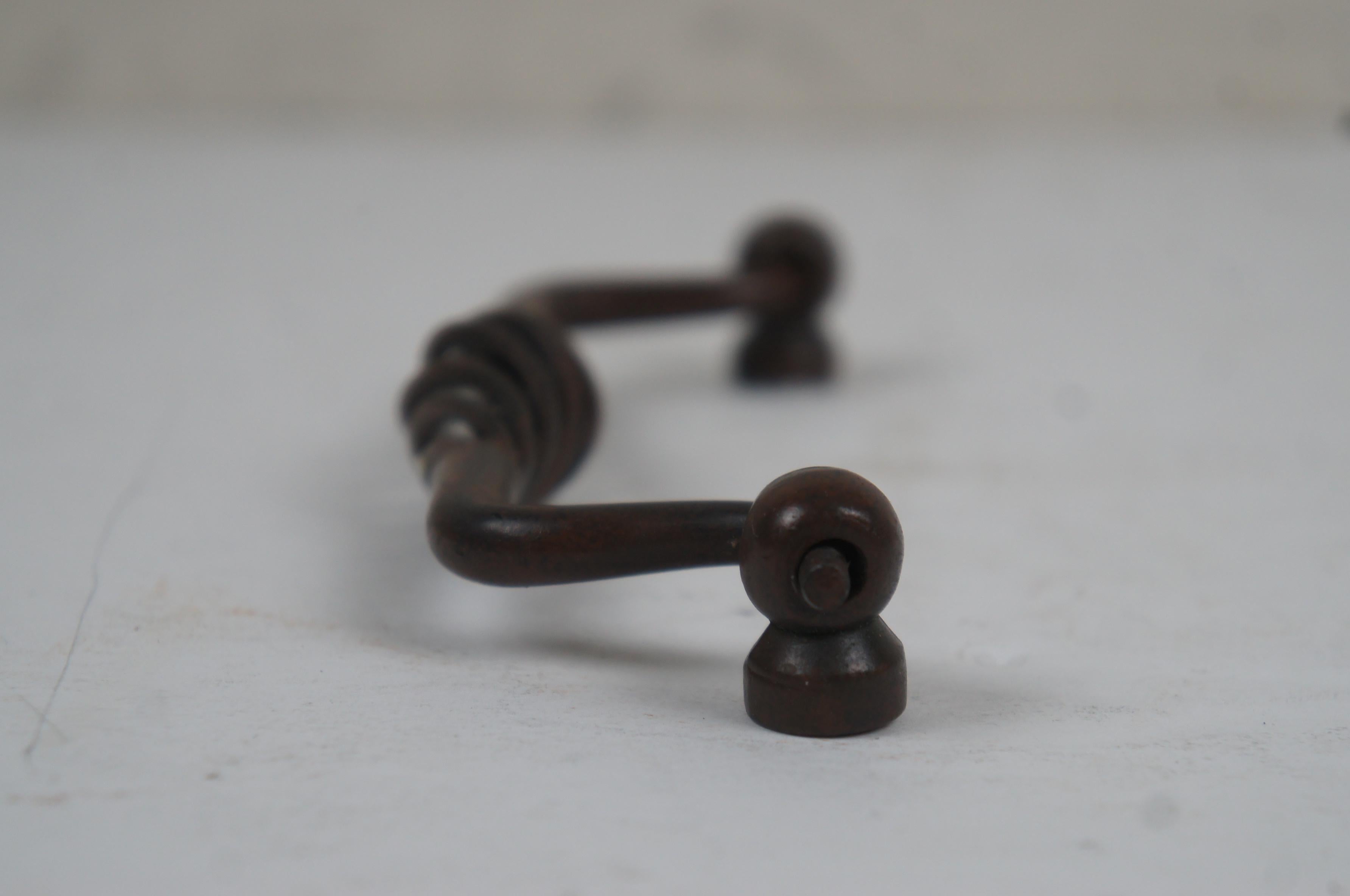 20th Century Twisted Iron Birdcage Cabinet Drawer Door Pull Handle 5 Inch Center Hole 