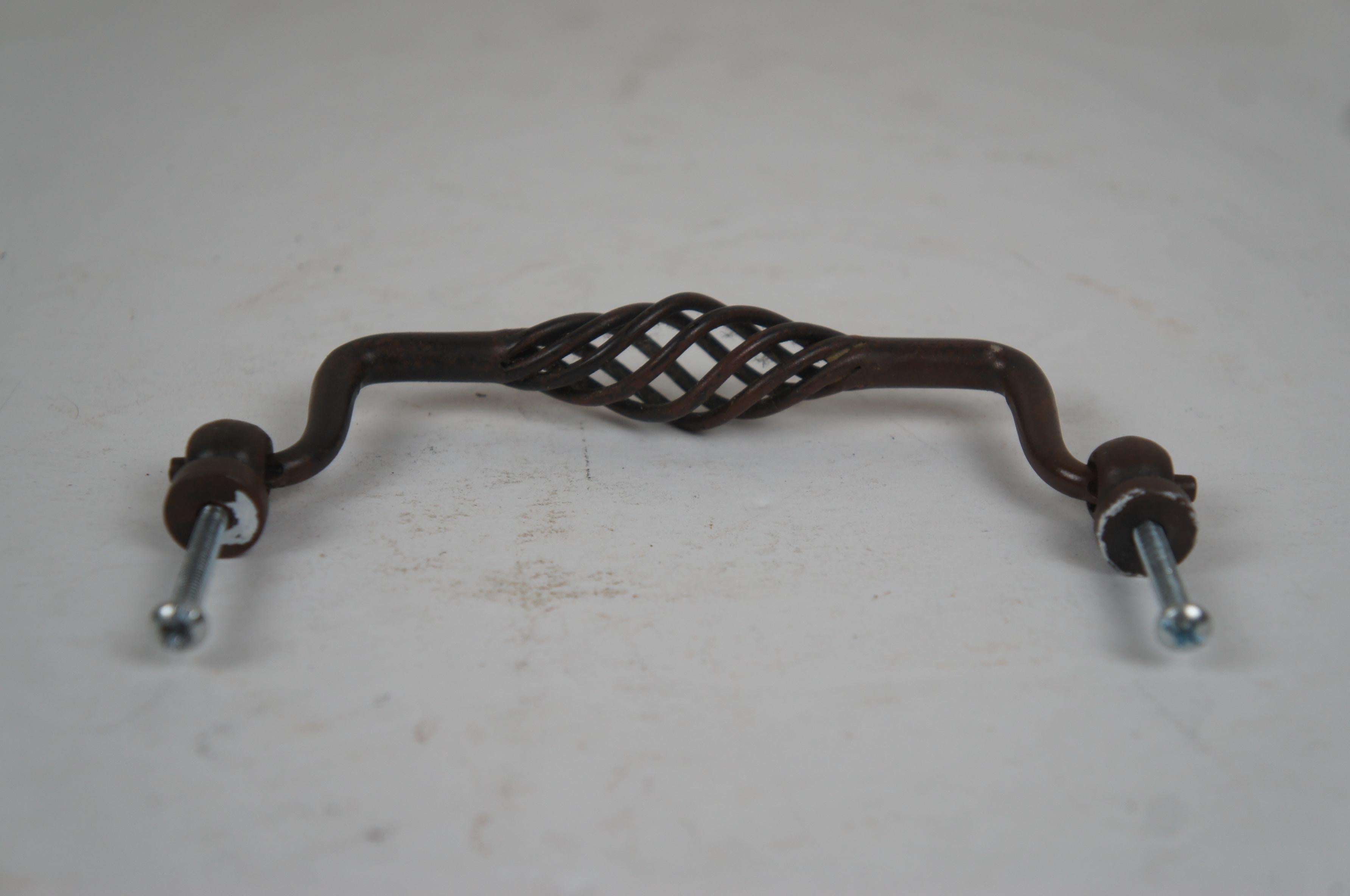 Twisted Iron Birdcage Cabinet Drawer Door Pull Handle 5 Inch Center Hole  1