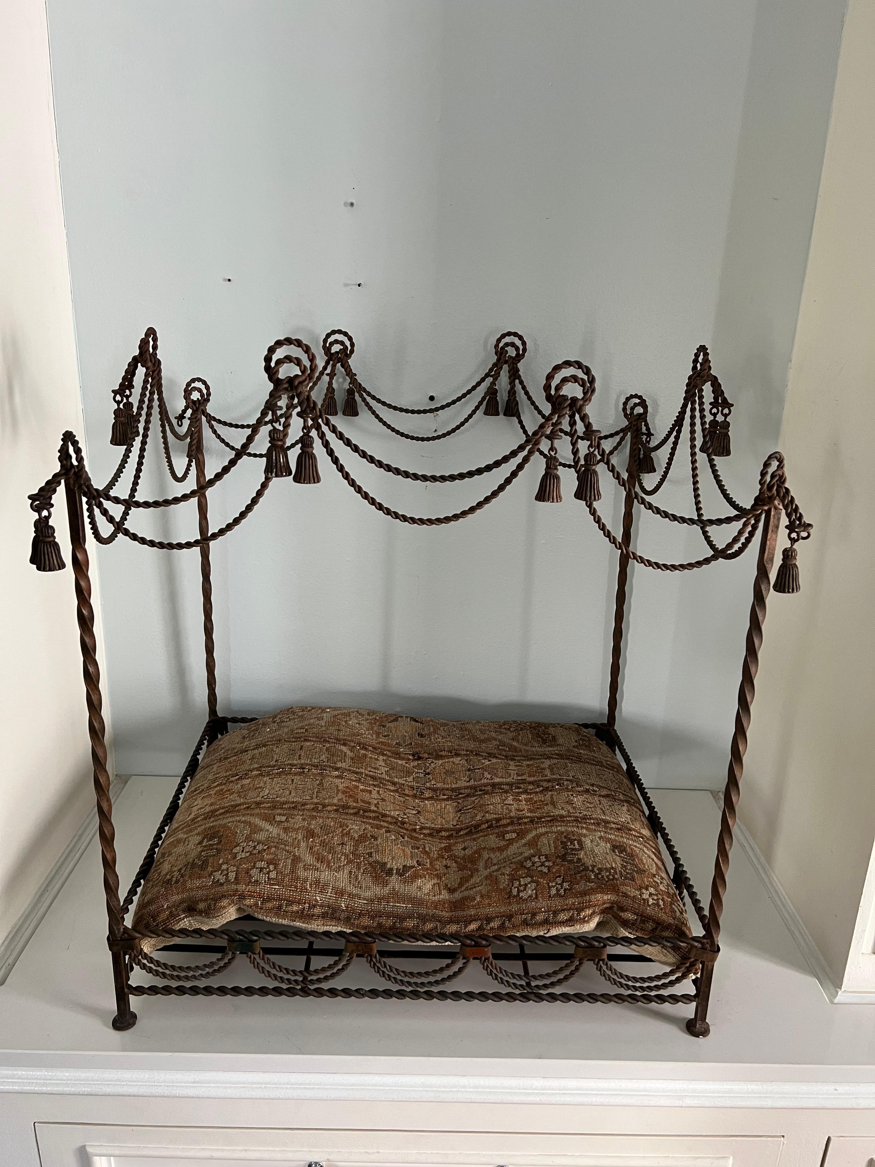 Twisted Iron Canopy Style Dog Bed with Tassel Details 1