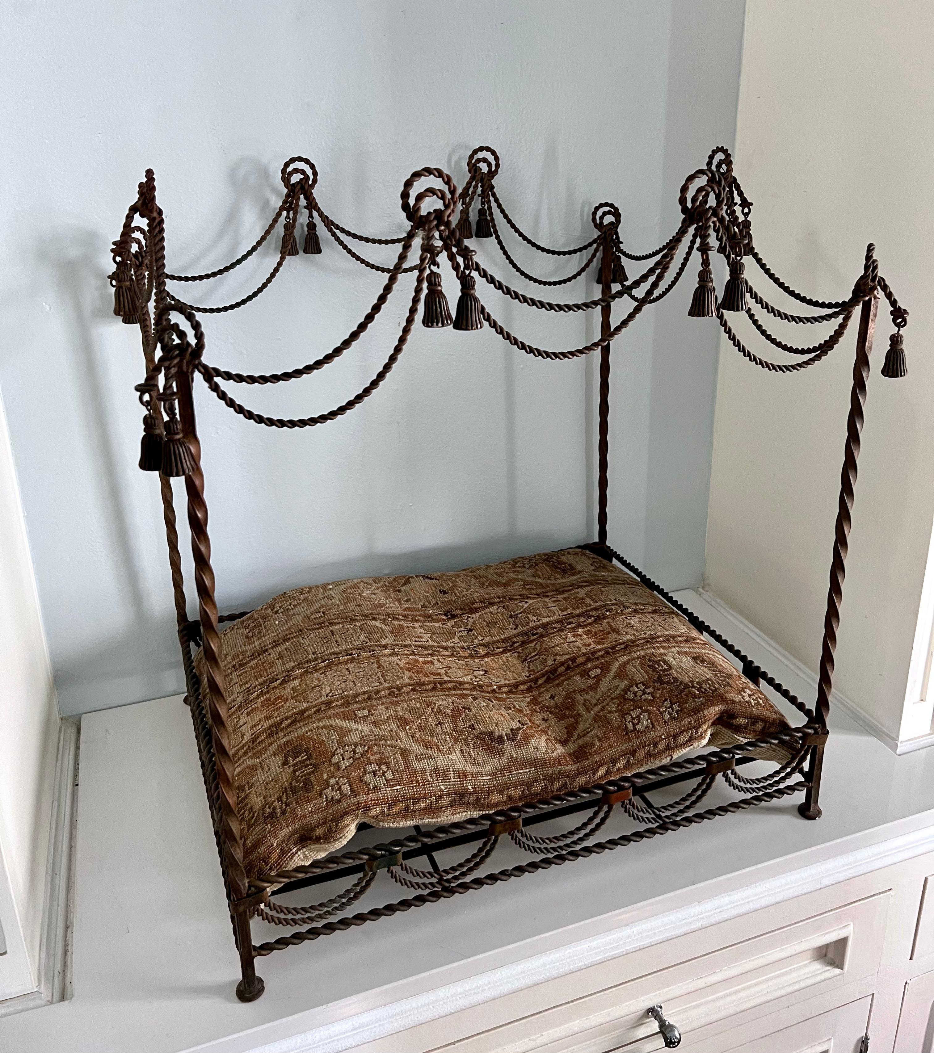 Twisted Iron Canopy Style Dog Bed with Tassel Details 2