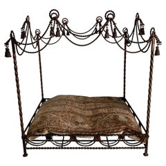 Twisted Iron Canopy Style Dog Bed with Tassel Details