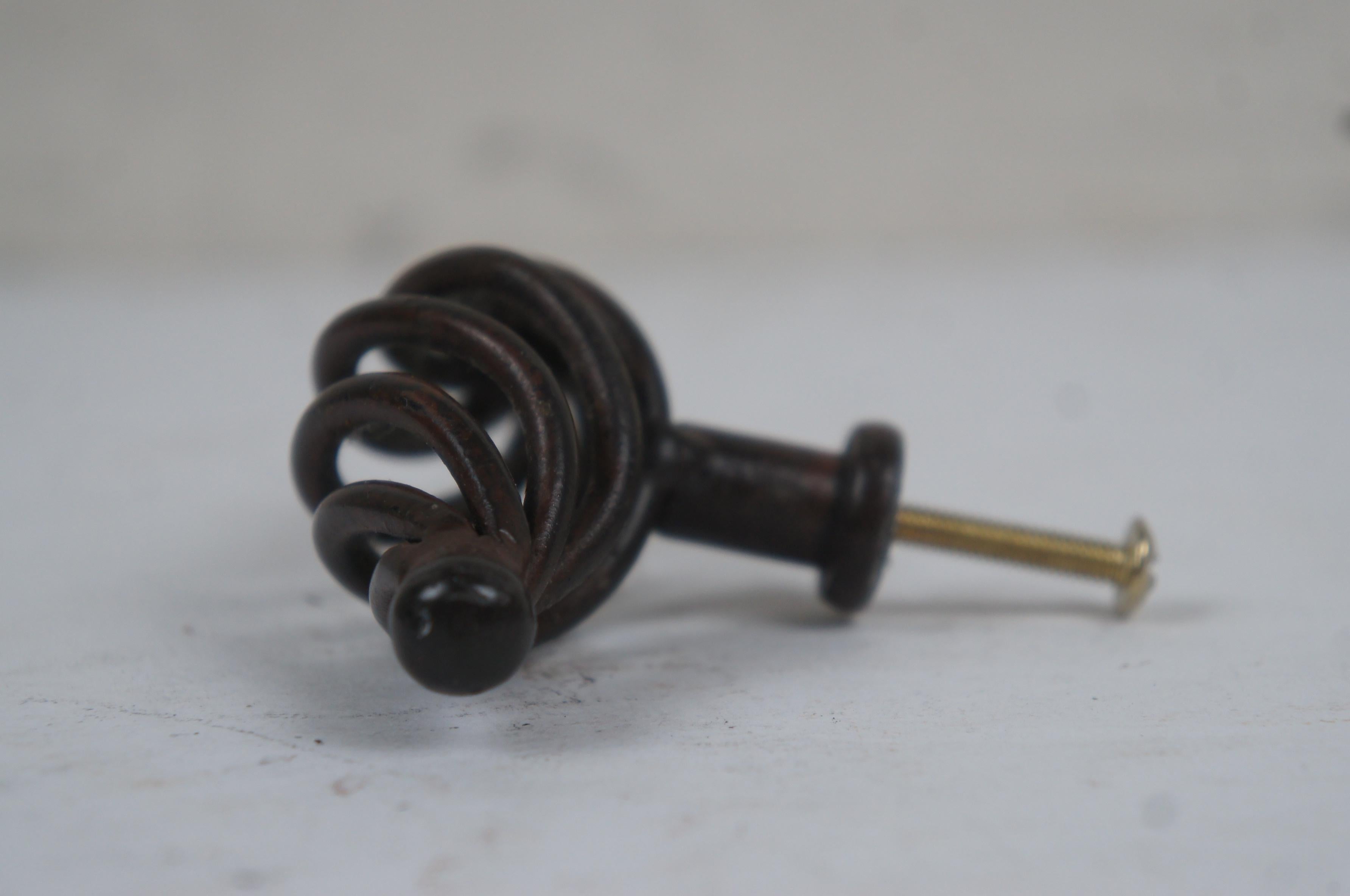 20th Century Twisted Iron Oval Birdcage Cabinet Drawer Door Pull Handle Knob 3.5