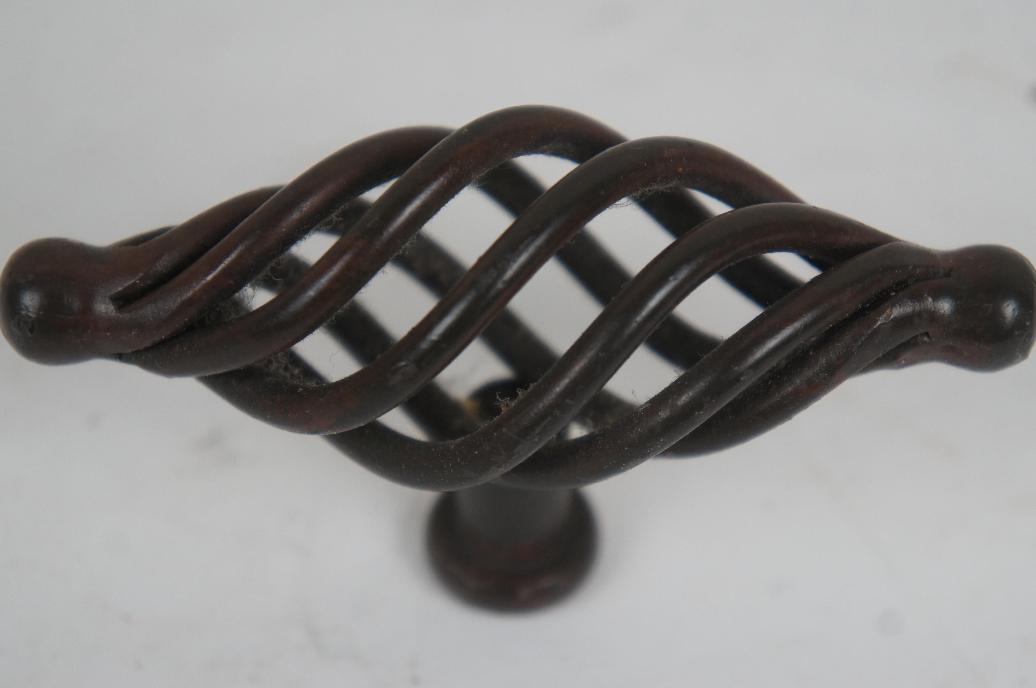 Twisted Iron Oval Birdcage Cabinet Drawer Door Pull Handle Knob 3.5