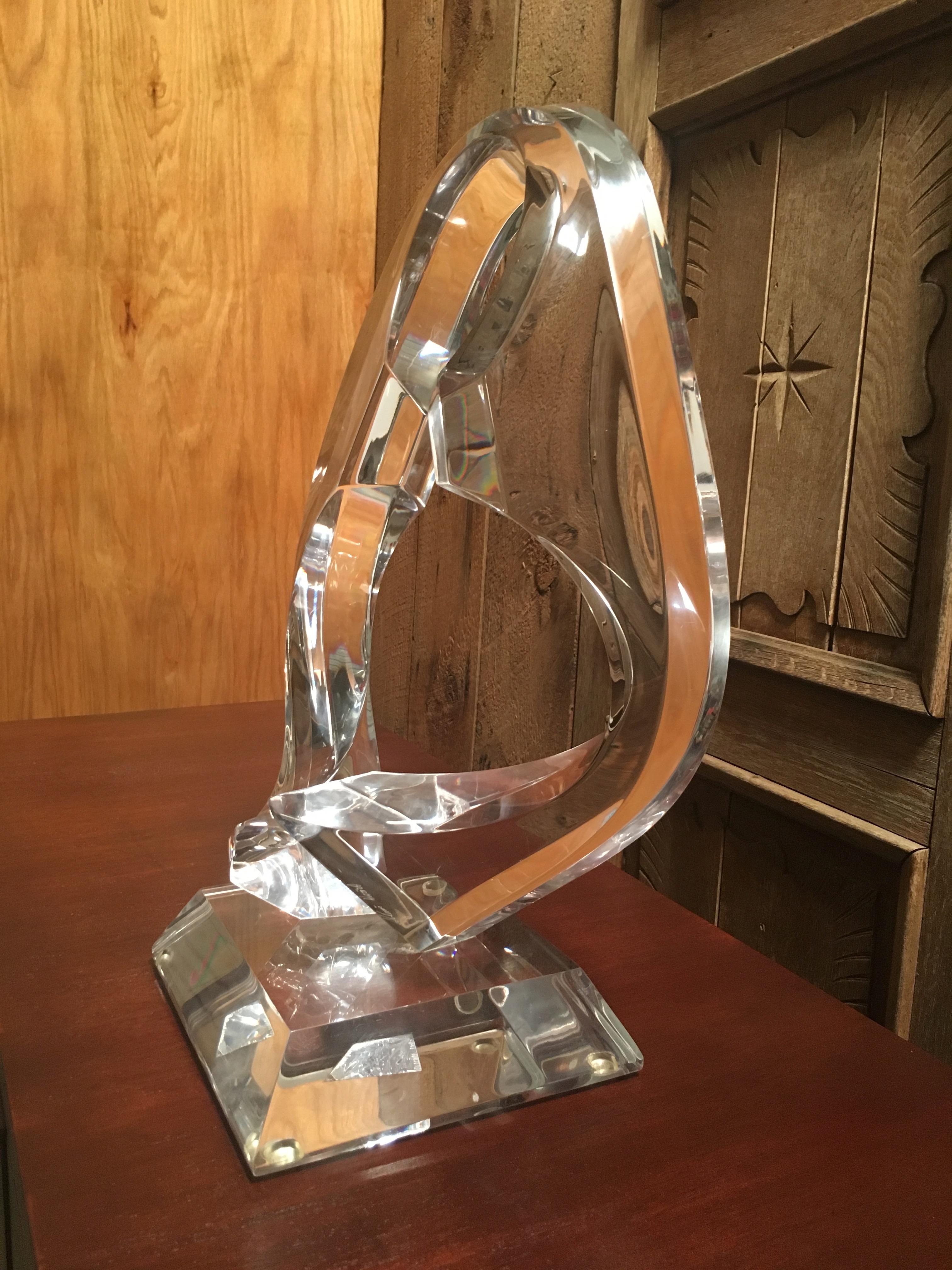 Modern Twisted Lucite Sculpture by Shlomi Haziza For Sale