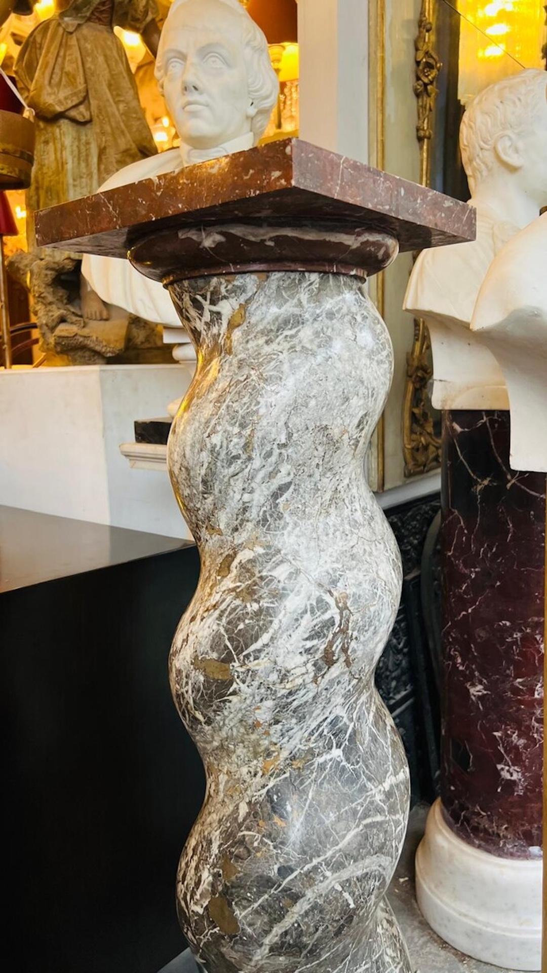 19th Century Twisted Marble Column, 19th For Sale