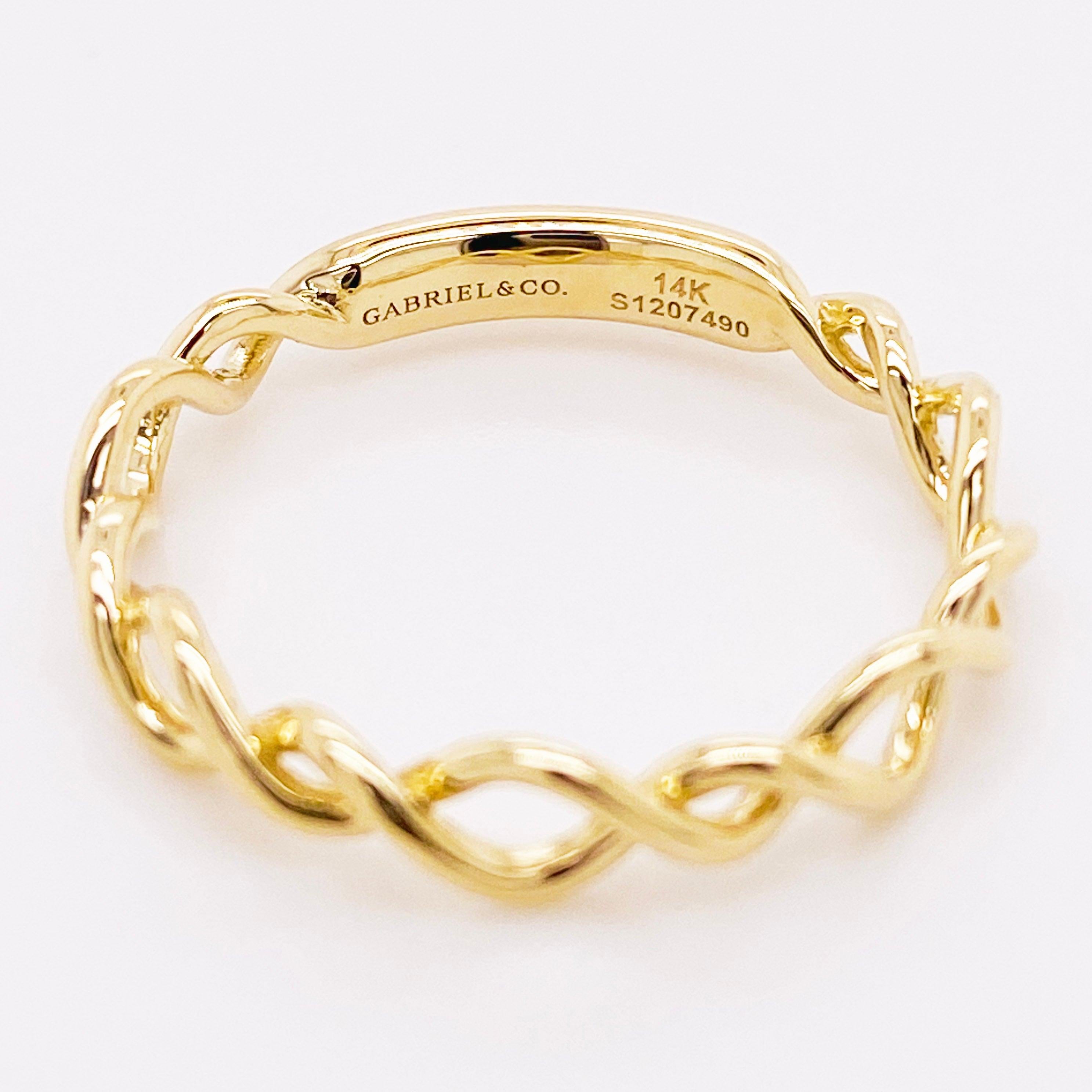 For Sale:  Twisted Metal Ring, 14k Yellow Gold Twisted Stackable Band, LR51691Y4JJJ 3