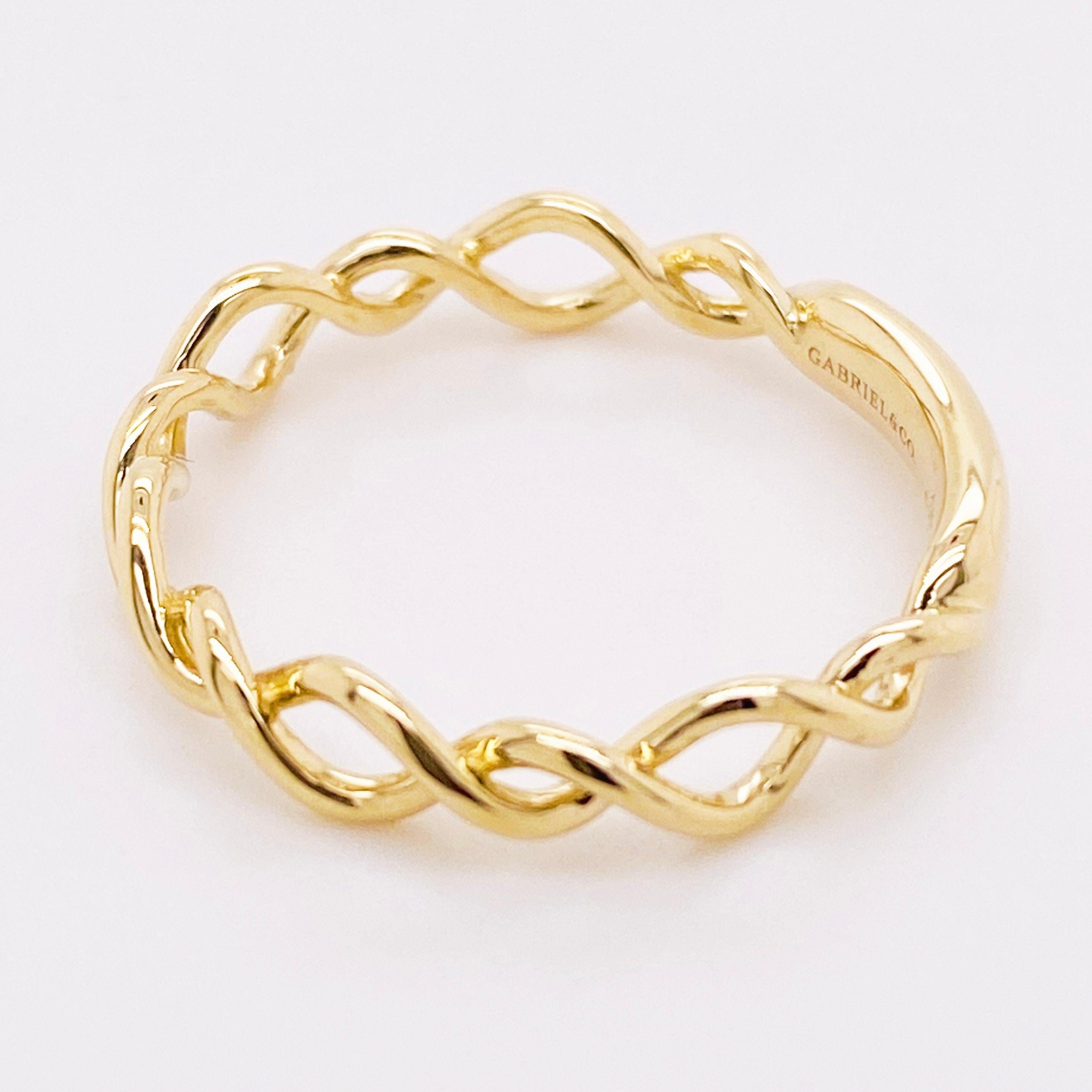 For Sale:  Twisted Metal Ring, 14k Yellow Gold Twisted Stackable Band, LR51691Y4JJJ 4