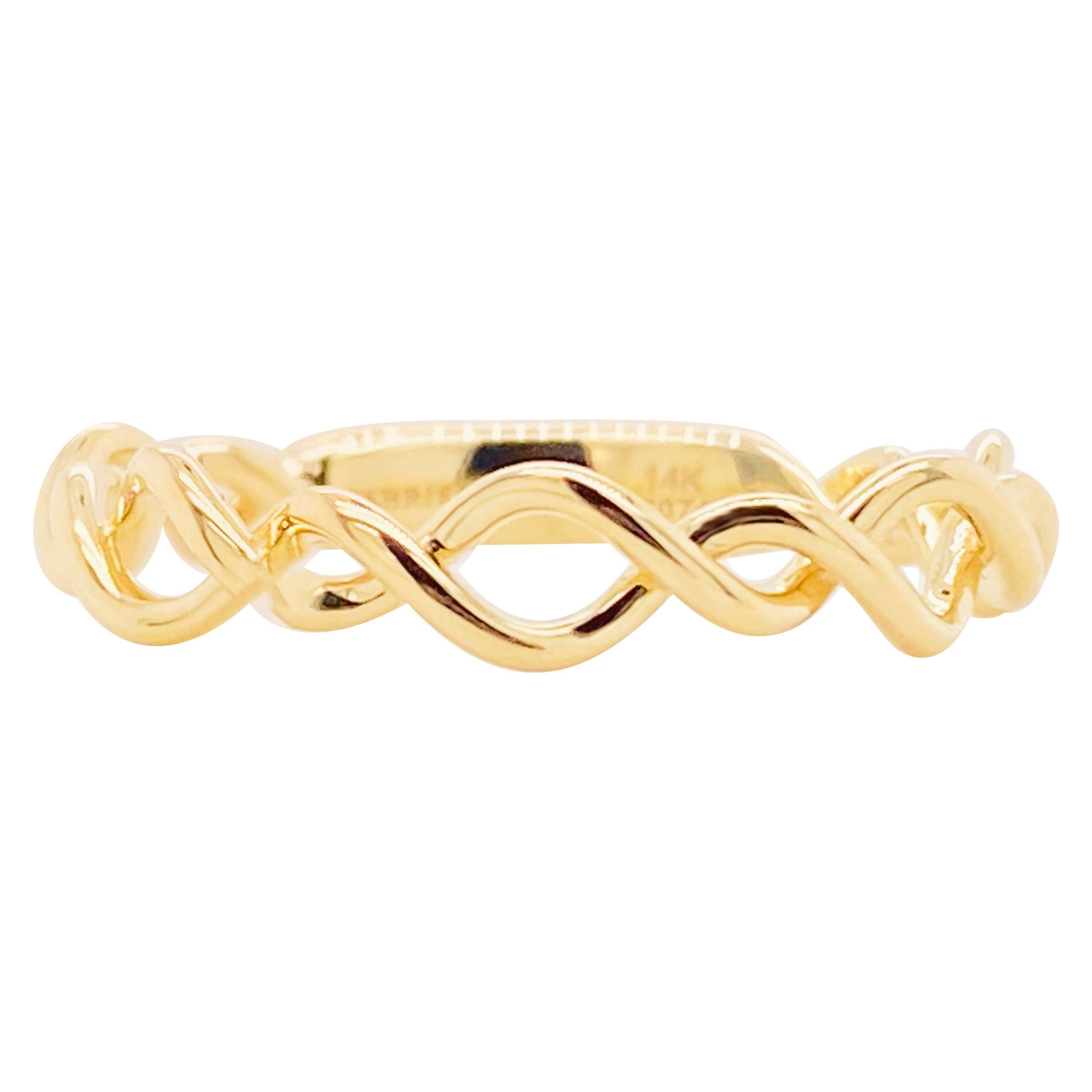 For Sale:  Twisted Metal Ring, 14k Yellow Gold Twisted Stackable Band, LR51691Y4JJJ