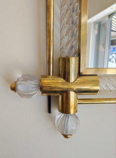 Twisted Murano Glass and Brass Mirror