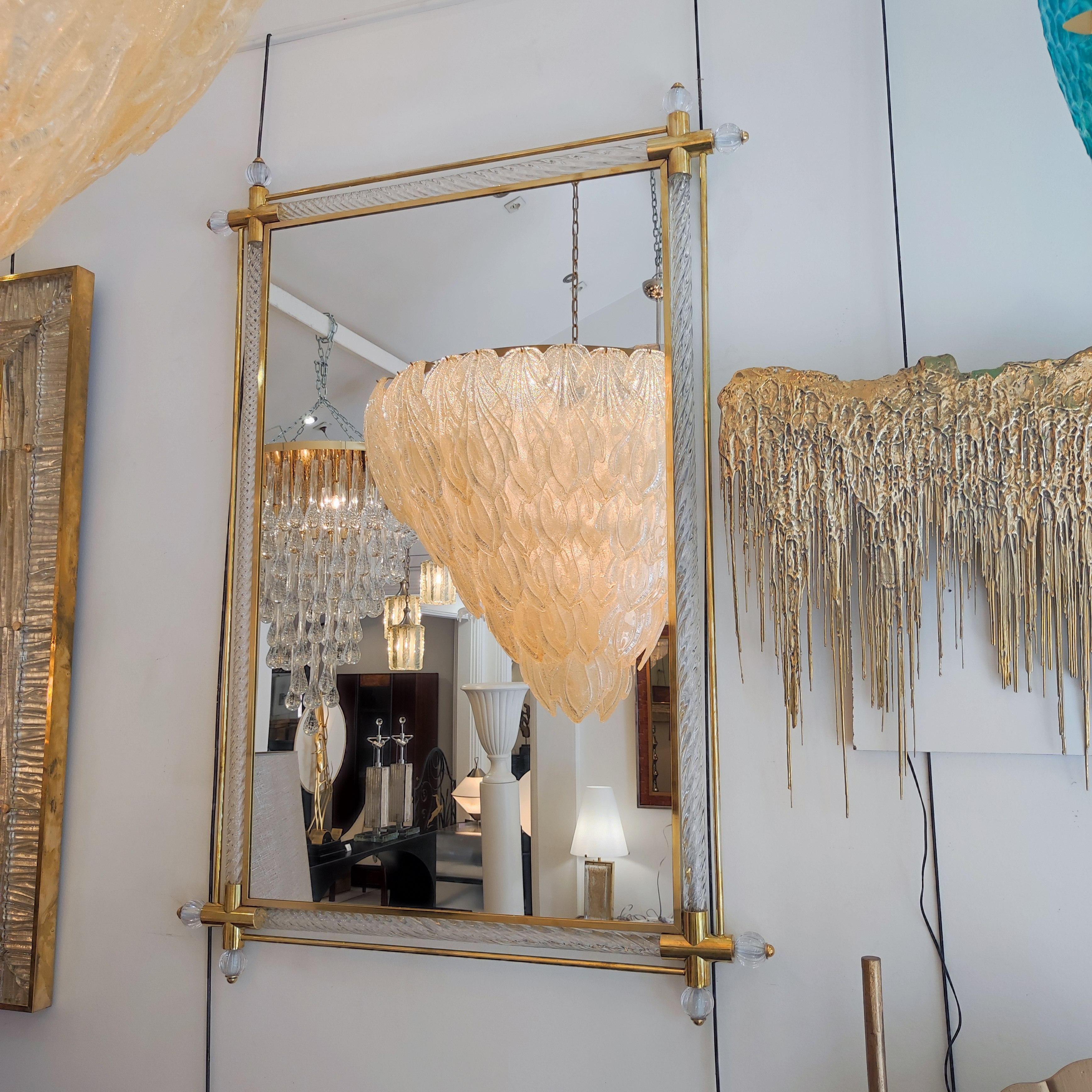 Twisted Murano Glass and Brass Mirror In Excellent Condition For Sale In Saint-Ouen, FR