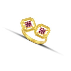 Twisted Omen Ancient Double Gold Ring with Ruby