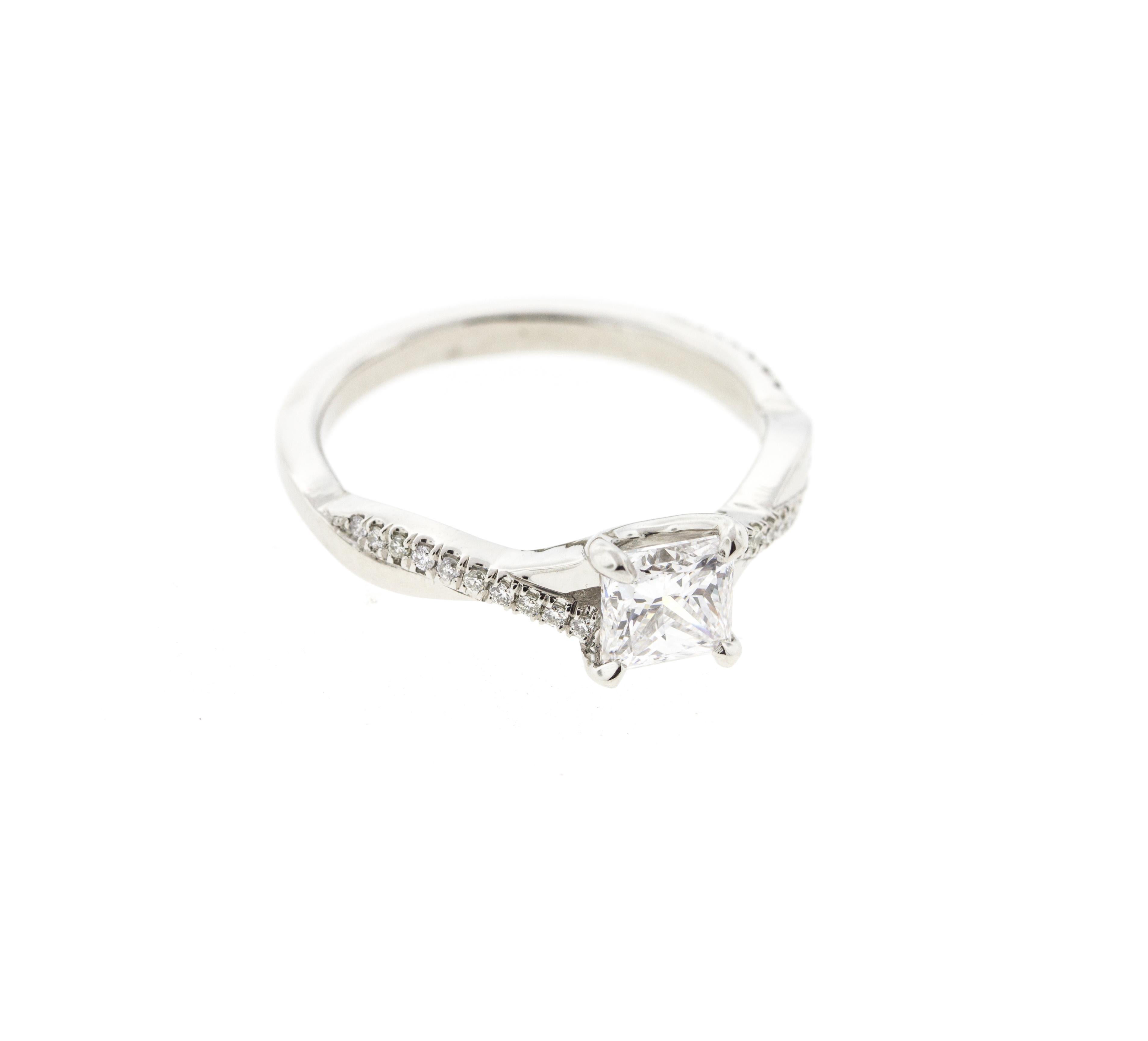 twisted princess cut engagement ring