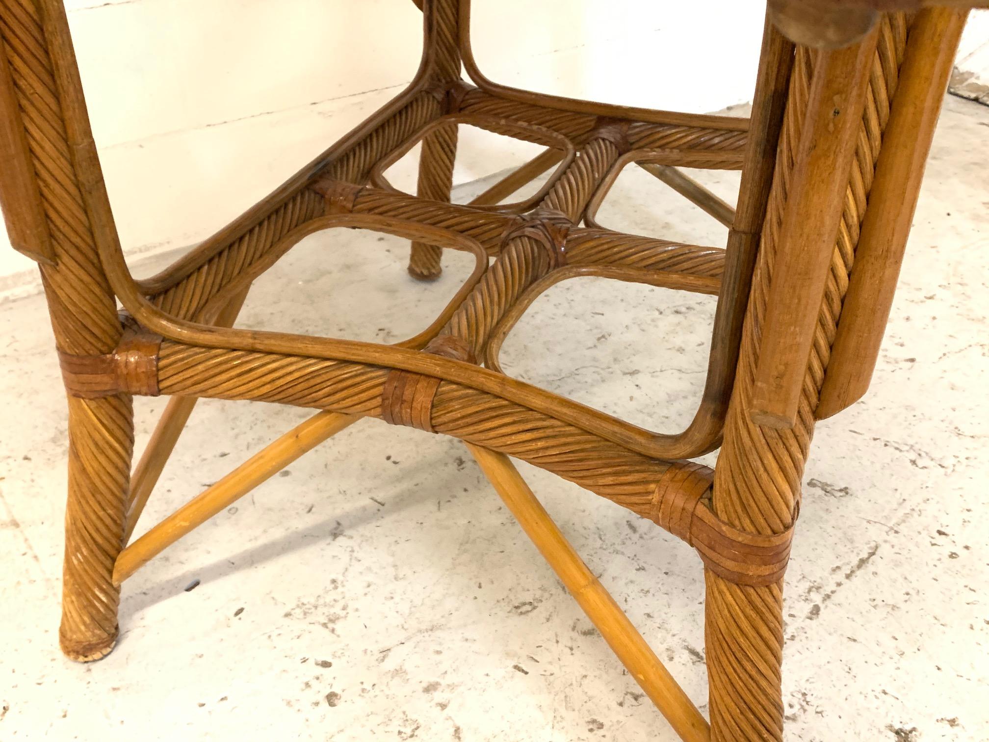 Twisted Rattan and Cane Dining Table In Good Condition In Jacksonville, FL