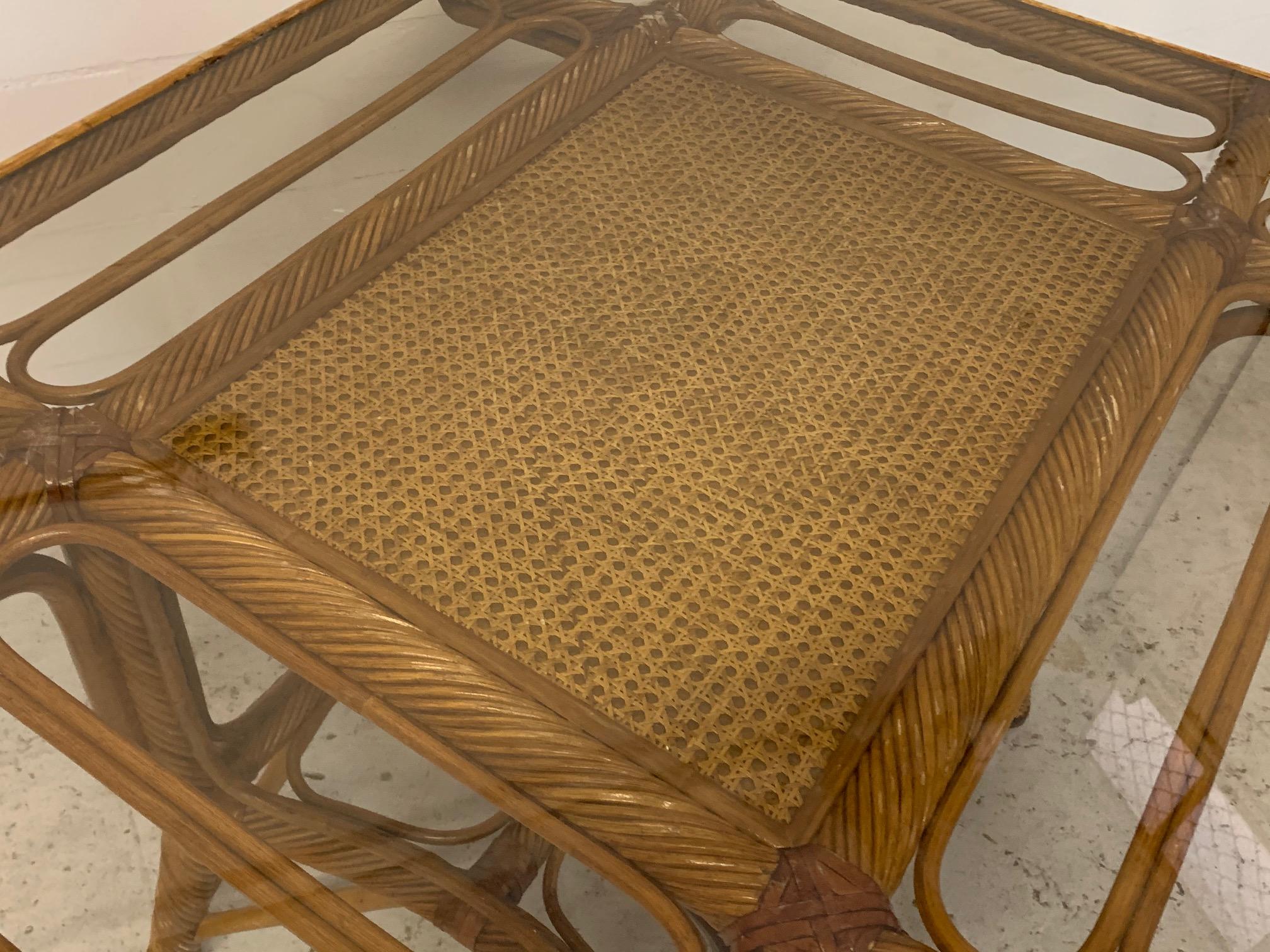 Late 20th Century Twisted Rattan and Cane Dining Table