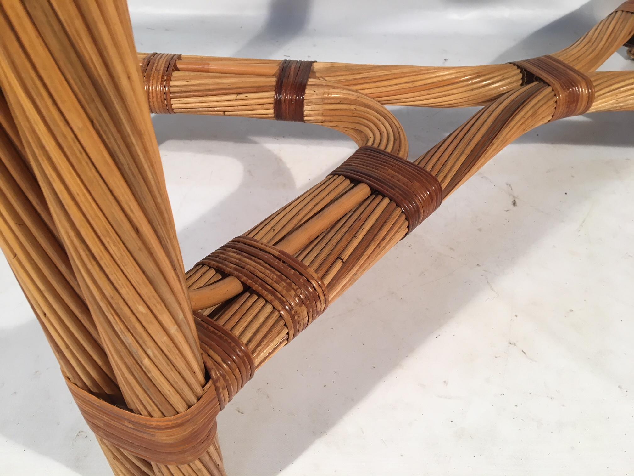 Hollywood Regency Twisted Rattan Dining Table Base