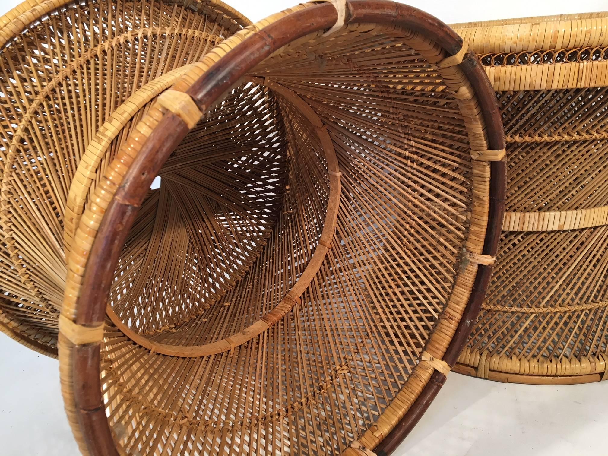 Twisted Rattan Hourglass Side Tables In Good Condition In Jacksonville, FL