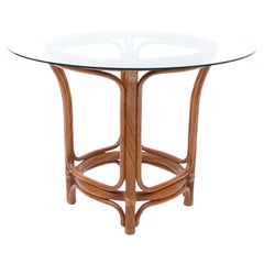 Tavolo da pranzo Twisted Rattan McGuire Hollywood Regency, anni '70