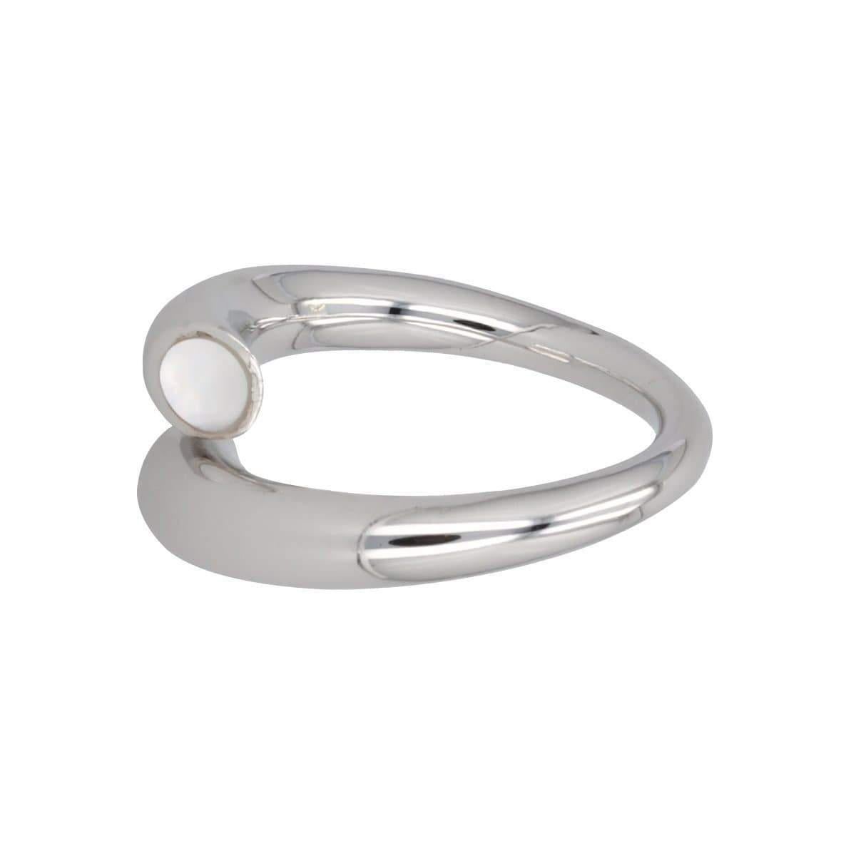 Twisted Ring with Mother of Pearl Inlay White Gold