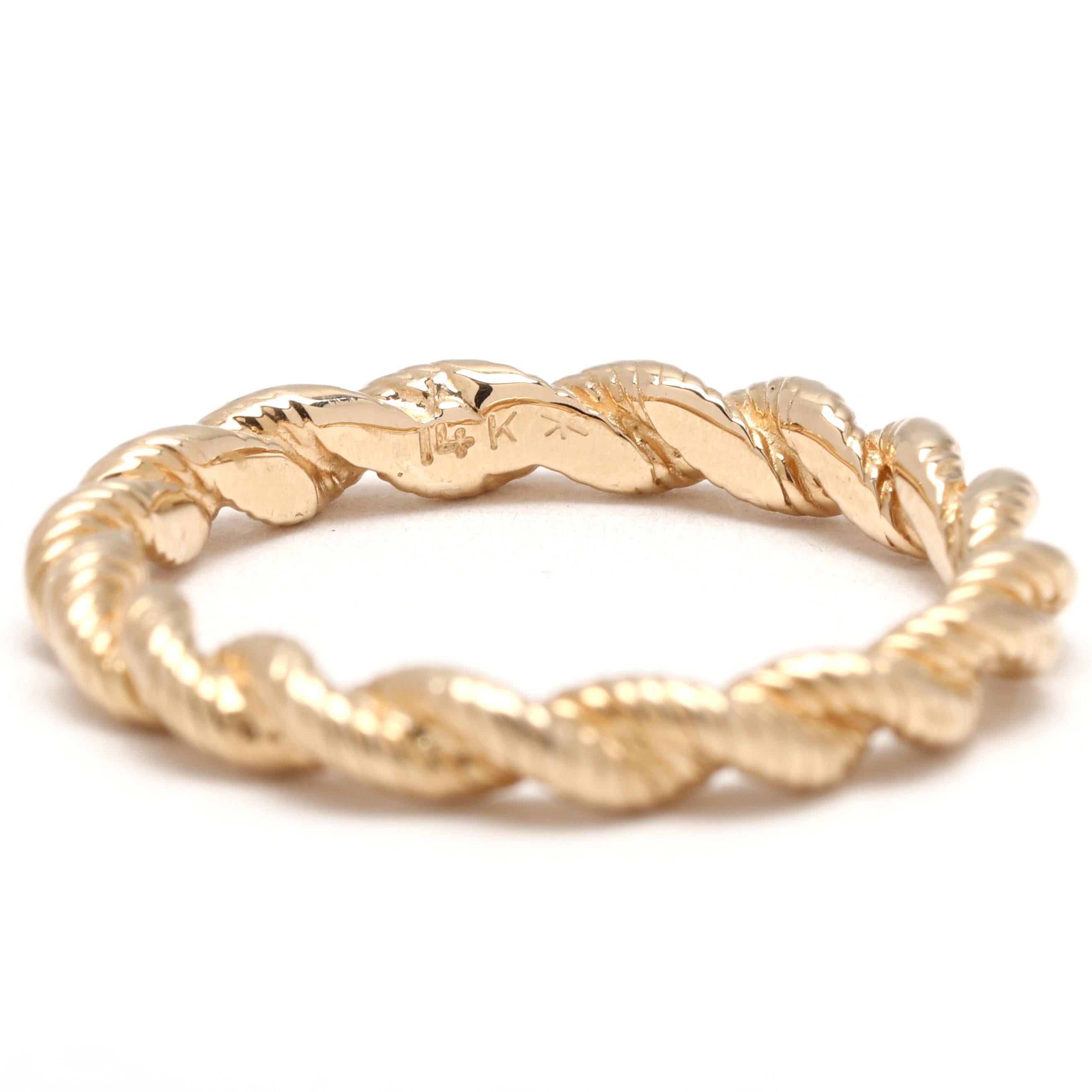 Twisted Rope Band Ring, 14k Gelbgold, Ringgröße 5,75 für Damen oder Herren im Angebot