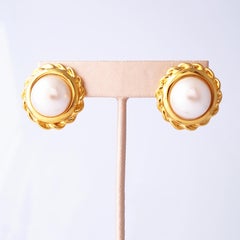 Twisted Rope Bezel Pearl Earrings By Anne Klein, 1980s