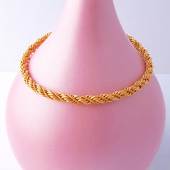 Twisted Rope Chain Choker Necklace By Monet, 1980s