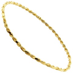 Twisted Rope Style Bangle Bracelet 22 Karat Yellow Gold