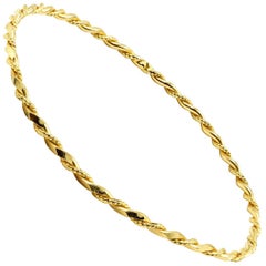 Twisted Rope Style Bangle Bracelet 22 Karat Yellow Gold