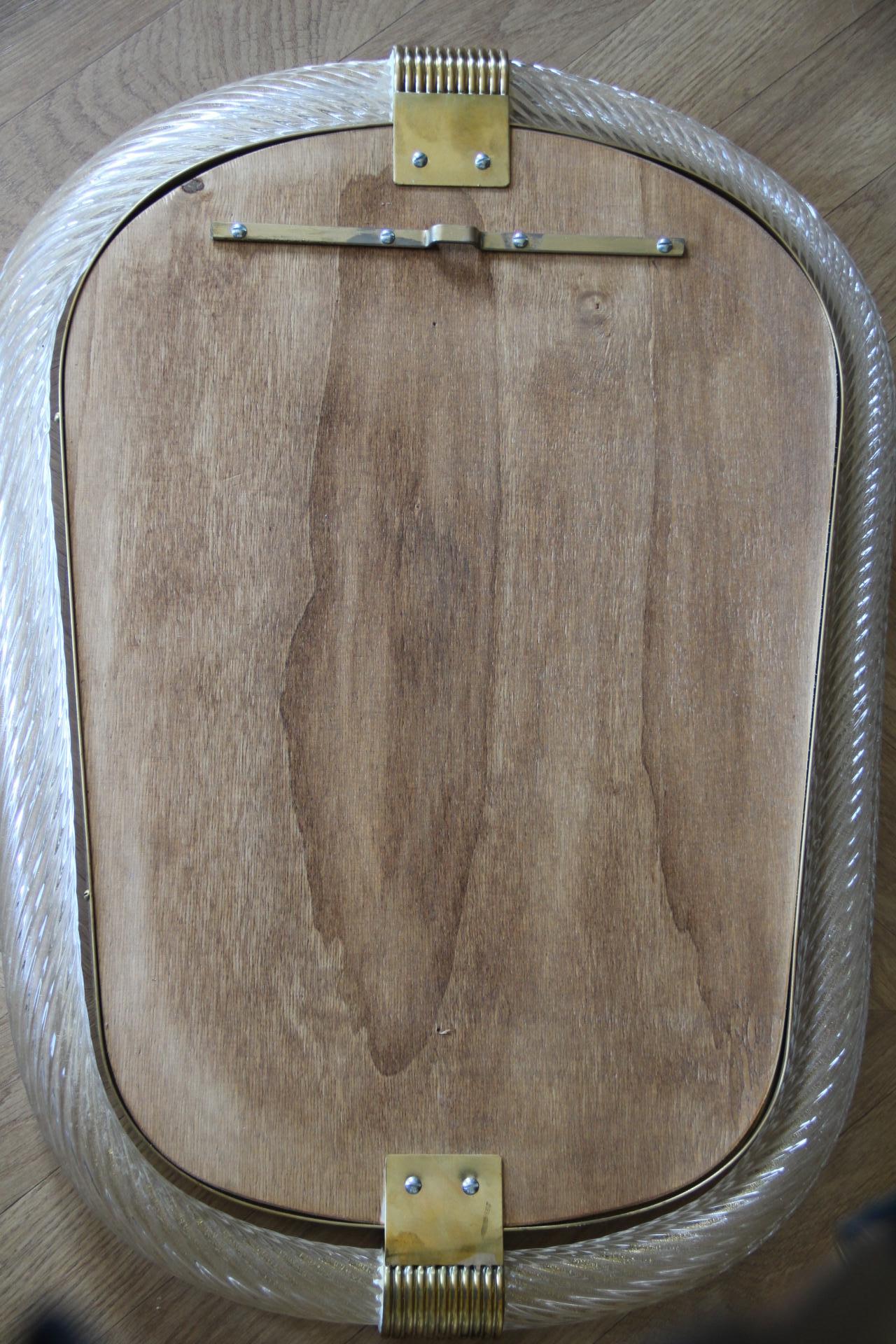 Miroir en verre de Murano blanc à corde torsadée de style Barovier en vente 3