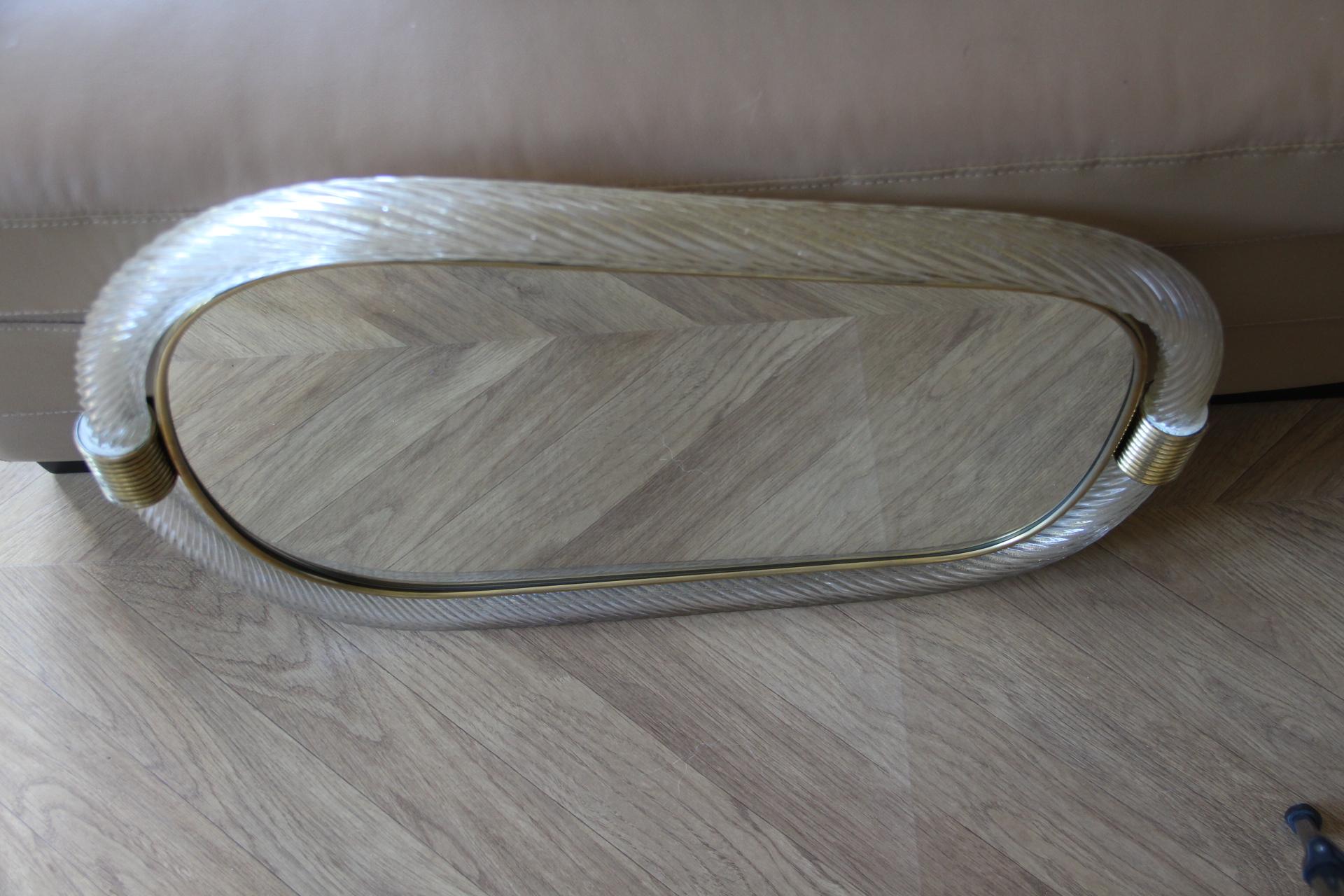 Miroir en verre de Murano blanc à corde torsadée de style Barovier en vente 4