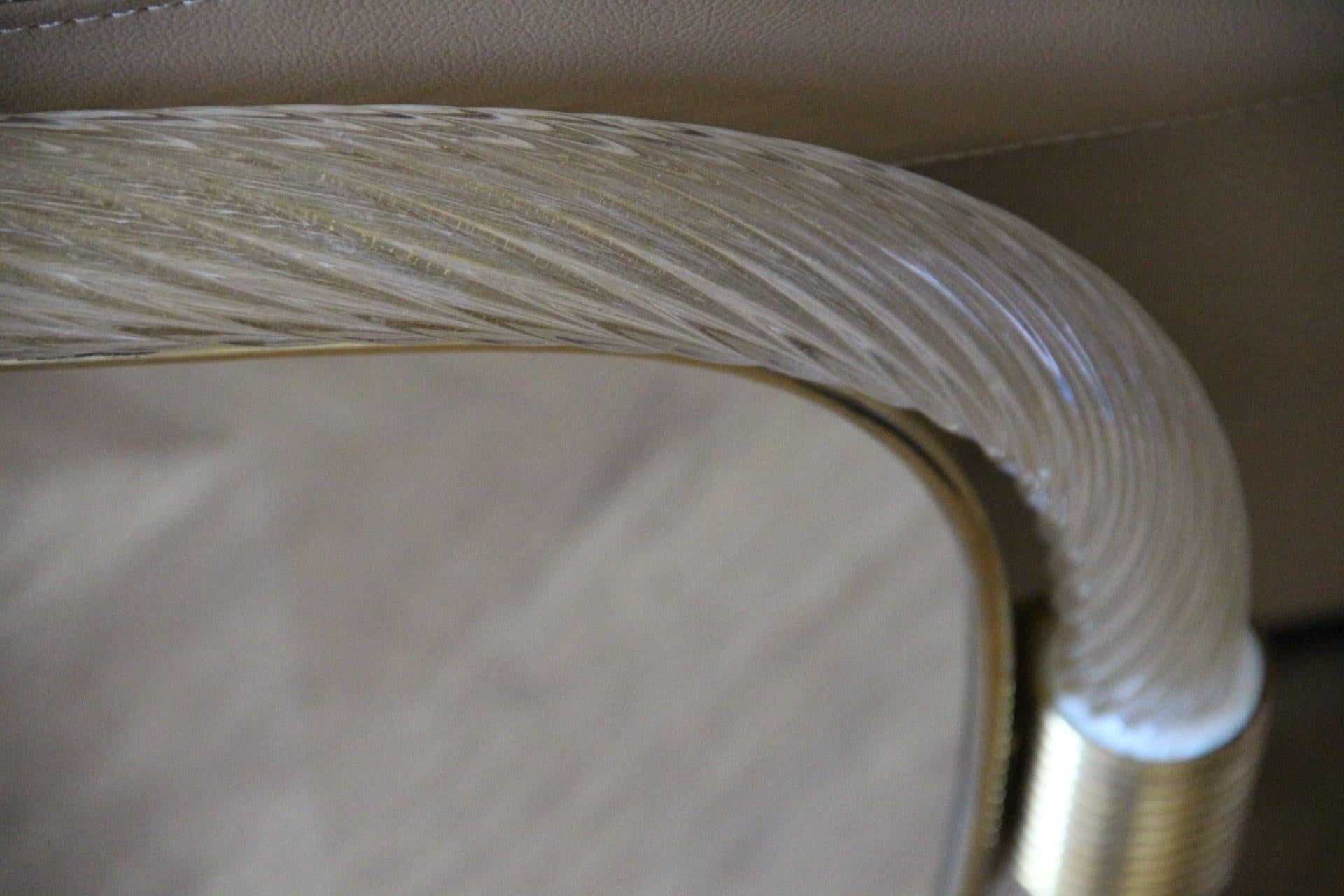 Miroir en verre de Murano blanc à corde torsadée de style Barovier en vente 5