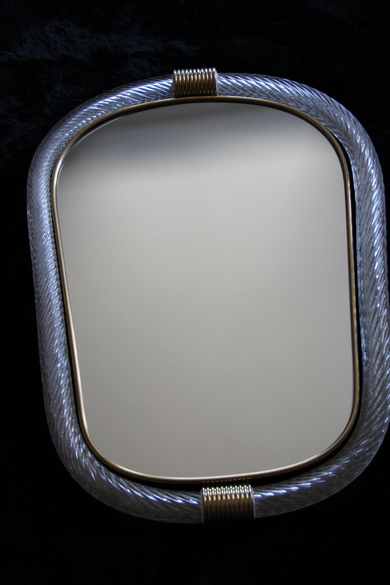 Miroir en verre de Murano blanc à corde torsadée de style Barovier en vente 6