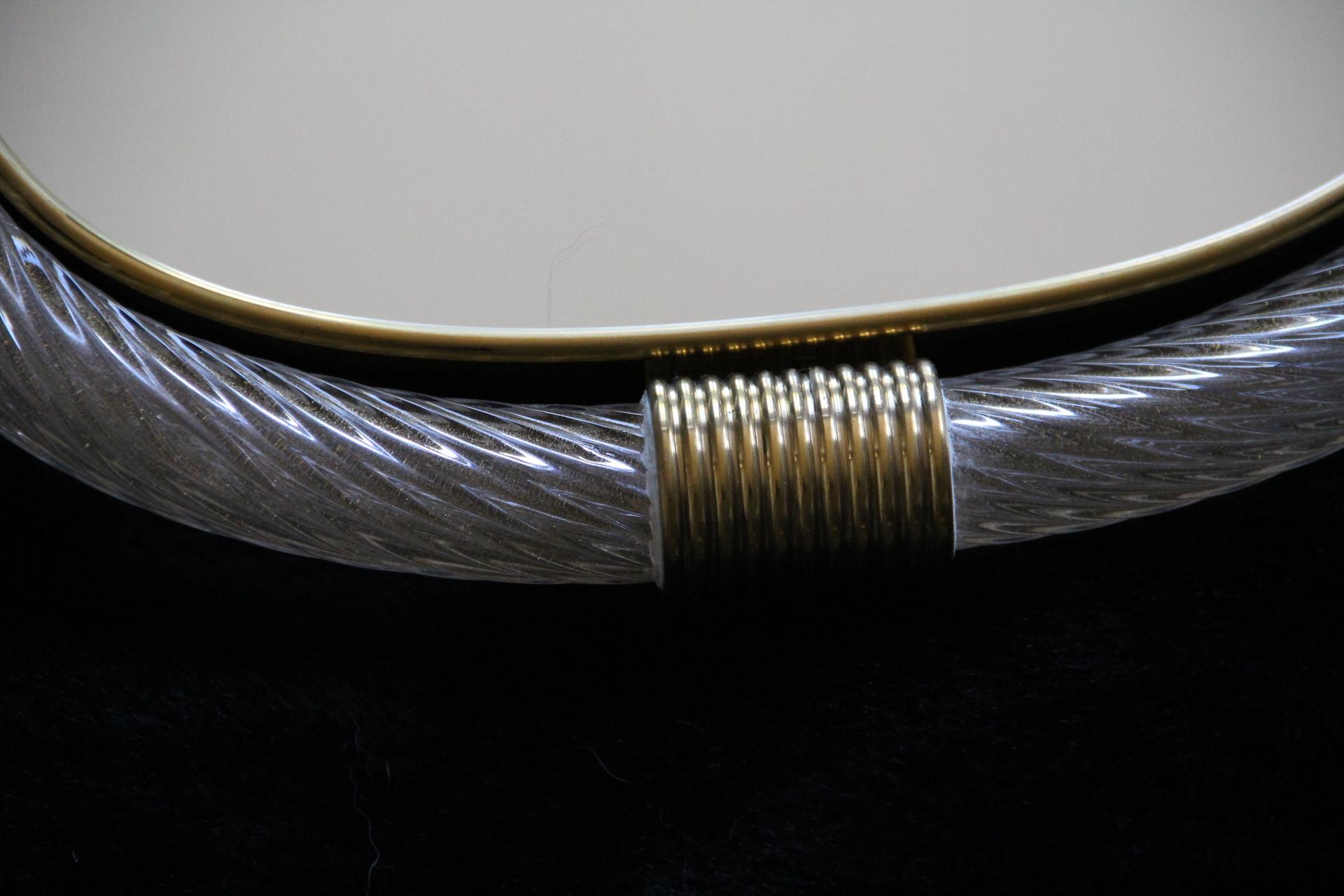 Miroir en verre de Murano blanc à corde torsadée de style Barovier en vente 7