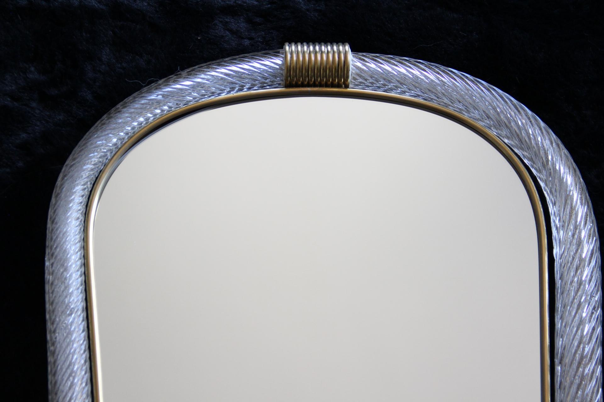 Miroir en verre de Murano blanc à corde torsadée de style Barovier en vente 8