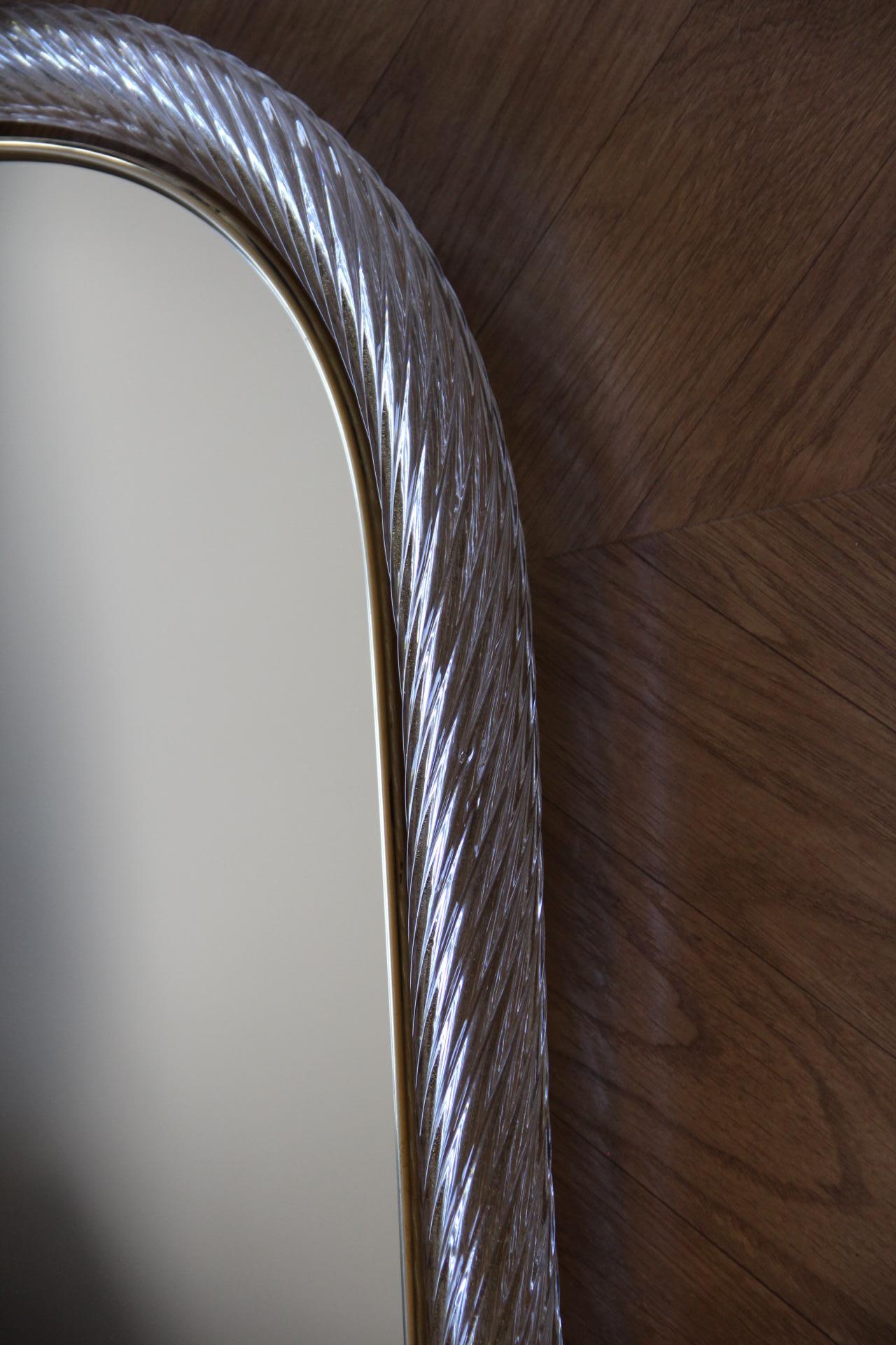 Miroir en verre de Murano blanc à corde torsadée de style Barovier en vente 10