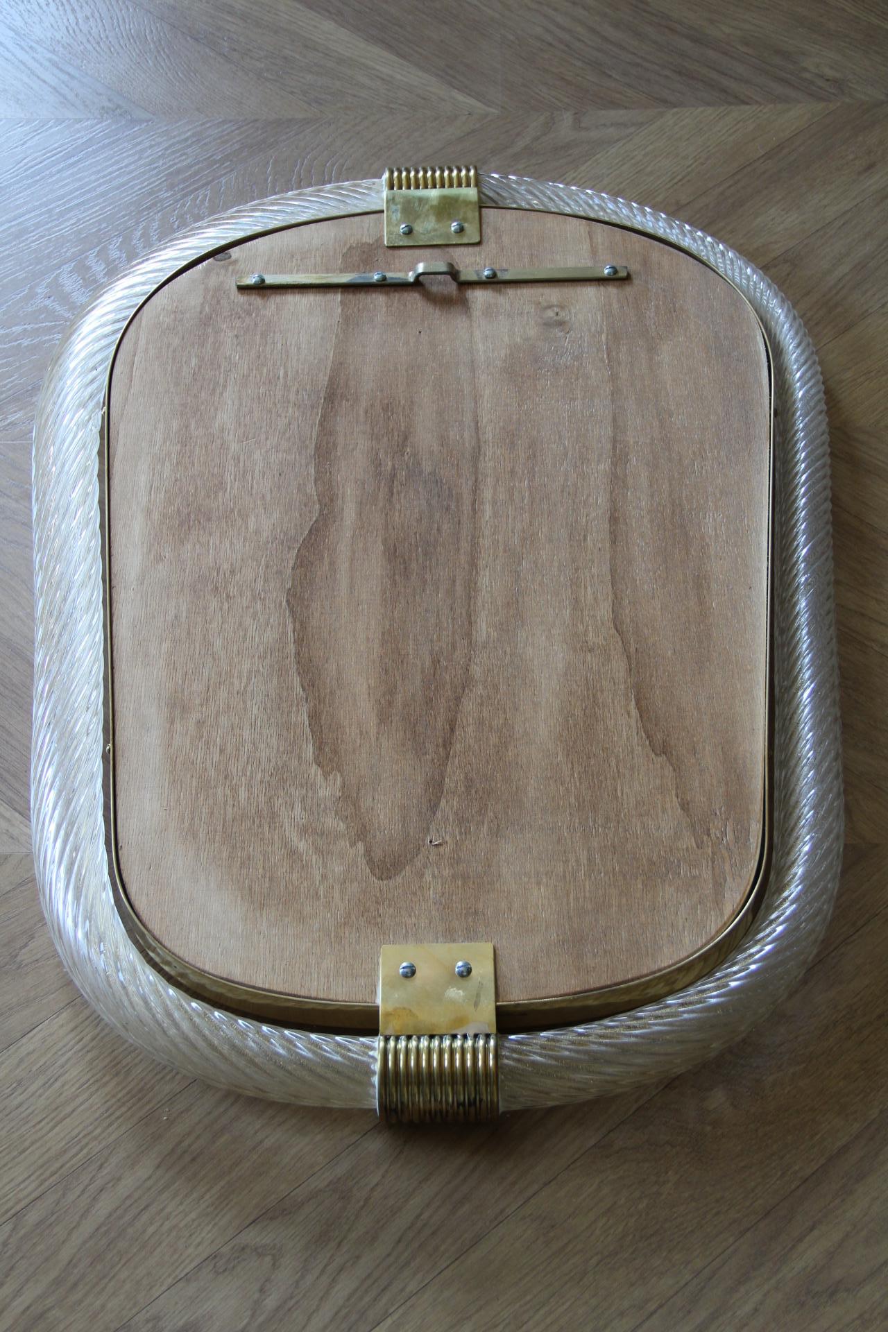 Miroir en verre de Murano blanc à corde torsadée de style Barovier en vente 1