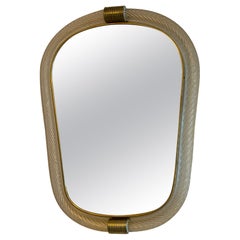 Miroir en verre de Murano blanc à corde torsadée de style Barovier