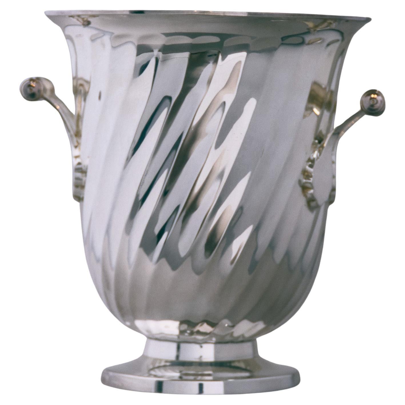 Champagnerkübel aus verdrehtem, versilbertem Metall, 1950er Jahre