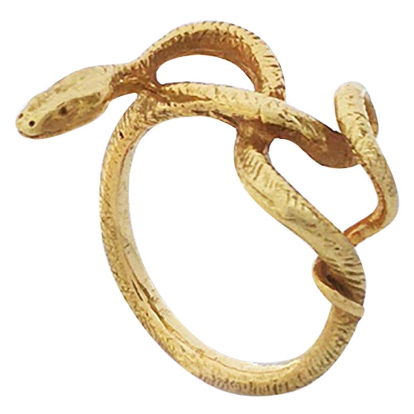 Twisted Snake Ring 18 Karat Yellow Gold Rebirth and Protection Egyptian Snake For Sale